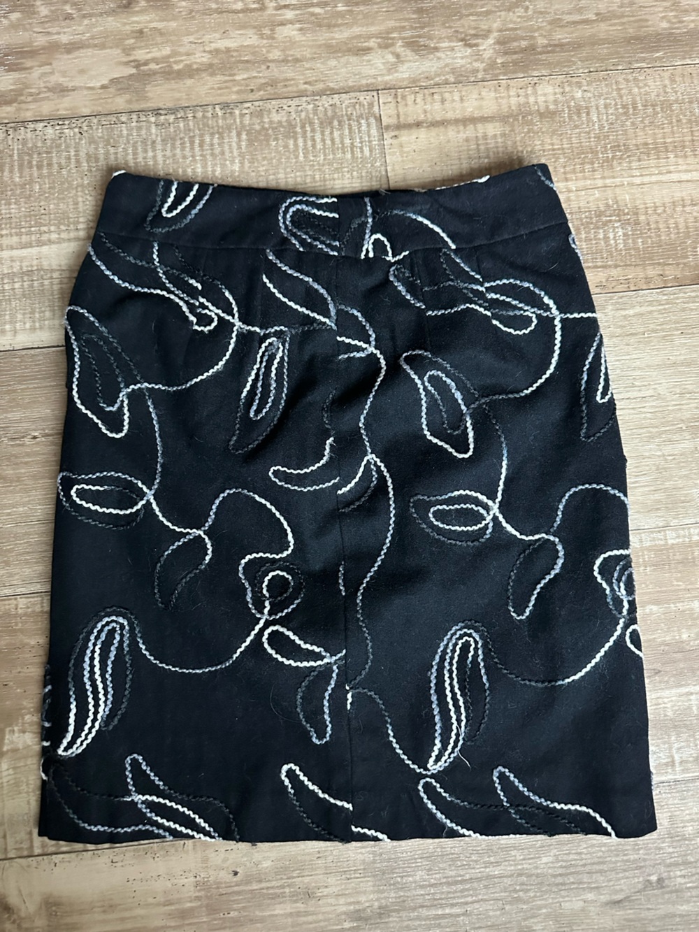 Harold's Black Skirt with White Swirl Embroidery